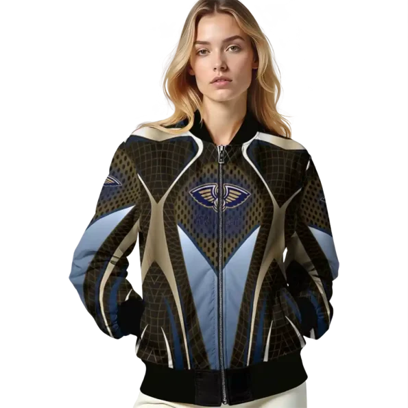 custom new orleans pelicans mesh chest black bomber jacket latest model
