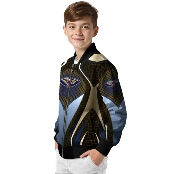 custom new orleans pelicans mesh chest black bomber jacket trendy