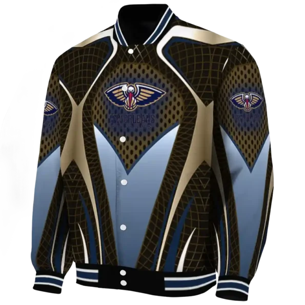 custom new orleans pelicans mesh chest black varsity jacket best selling.webp
