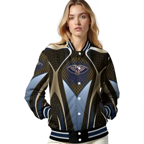 custom new orleans pelicans mesh chest black varsity jacket latest model.webp