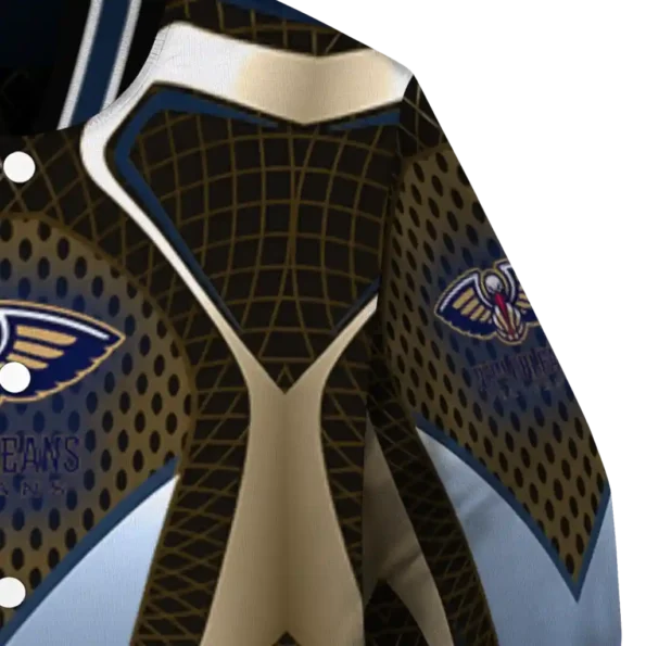 custom new orleans pelicans mesh chest black varsity jacket premium grade.webp