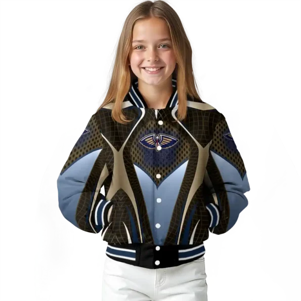 custom new orleans pelicans mesh chest black varsity jacket top rated.webp