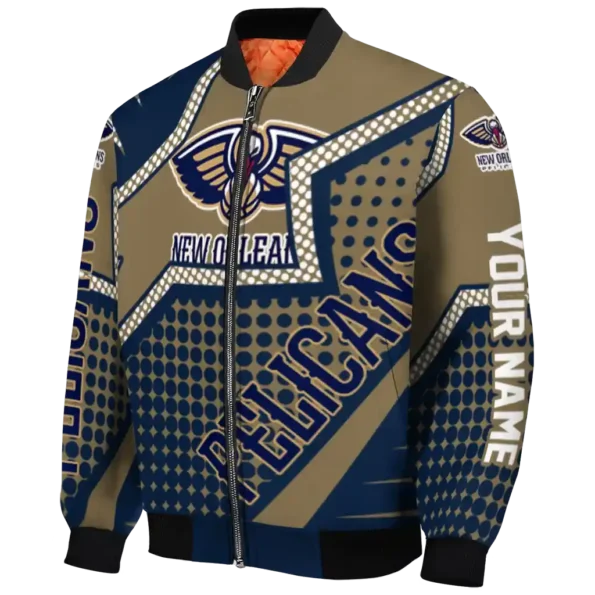 custom new orleans pelicans star burst navy bomber jacket best selling