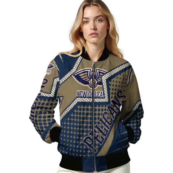 custom new orleans pelicans star burst navy bomber jacket latest model