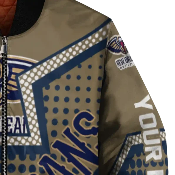 custom new orleans pelicans star burst navy bomber jacket premium grade