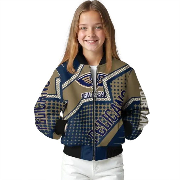 custom new orleans pelicans star burst navy bomber jacket top rated