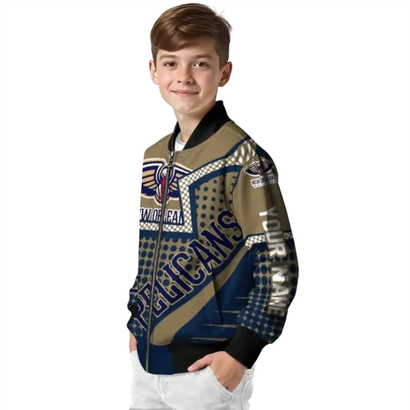 custom new orleans pelicans star burst navy bomber jacket trendy