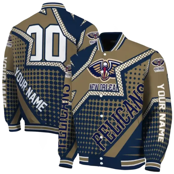 custom new orleans pelicans star burst navy varsity jacket fashion forward.webp