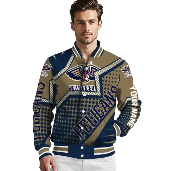 custom new orleans pelicans star burst navy varsity jacket high quality.webp