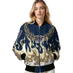 custom new orleans pelicans winged blaze navy white bomber jacket best selling
