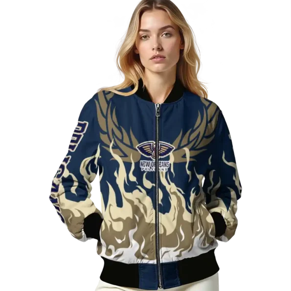 custom new orleans pelicans winged blaze navy white bomber jacket latest model