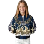 custom new orleans pelicans winged blaze navy white bomber jacket best selling