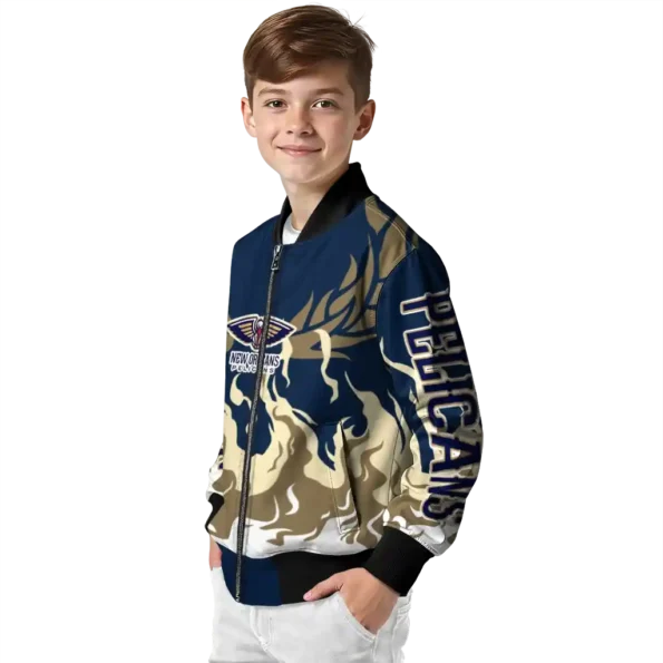 custom new orleans pelicans winged blaze navy white bomber jacket trendy