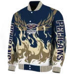 custom new orleans pelicans winged blaze navy white varsity jacket best selling.webp