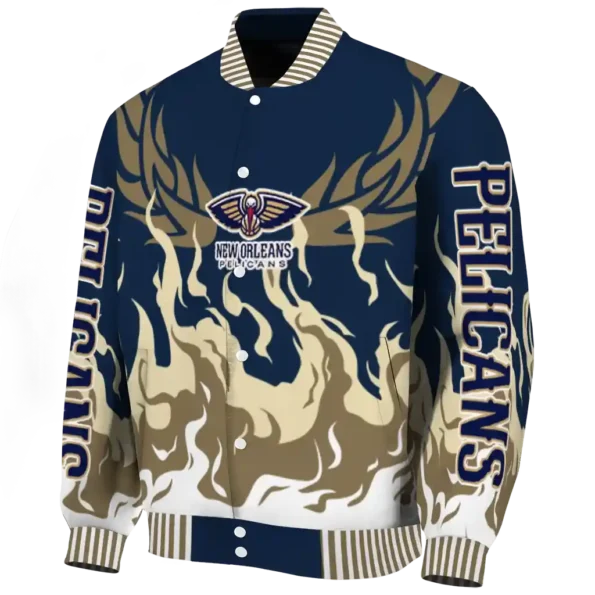 custom new orleans pelicans winged blaze navy white varsity jacket best selling.webp