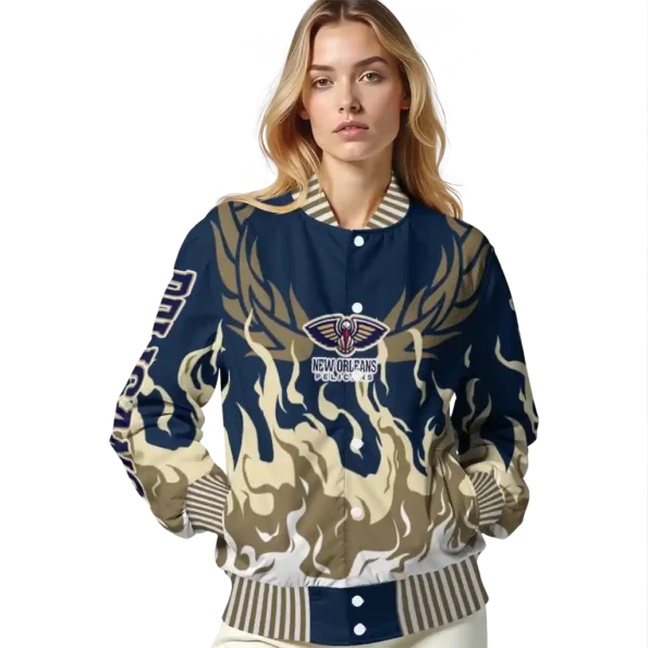 custom new orleans pelicans winged blaze navy white varsity jacket latest model.webp