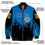 custom new york knicks flame border blue black bomber jacket best selling