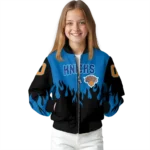 custom new york knicks flame border blue black bomber jacket best selling
