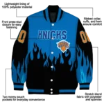 custom new york knicks flame border blue black varsity jacket best selling.webp