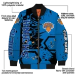 custom new york knicks hexagon cluster blue black bomber jacket best selling