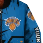 custom new york knicks hexagon cluster blue black bomber jacket best selling