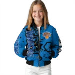 custom new york knicks hexagon cluster blue black bomber jacket best selling
