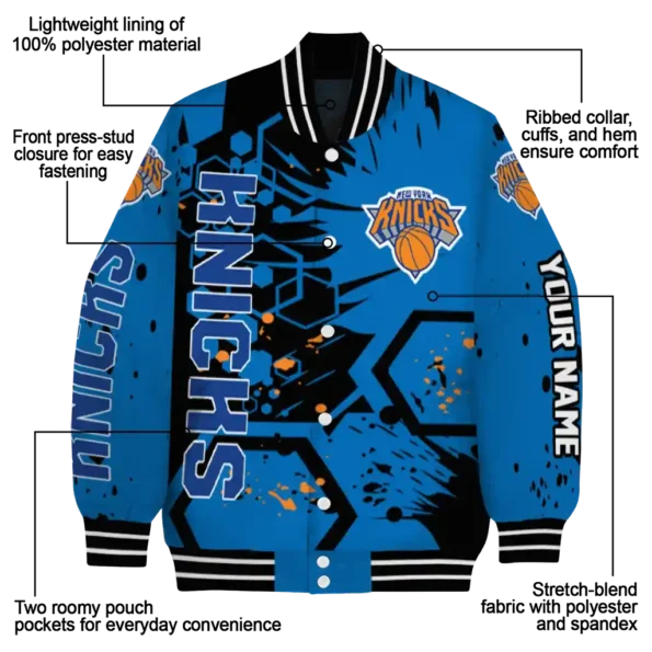 custom new york knicks hexagon cluster blue black varsity jacket new arrival.webp