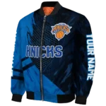 custom new york knicks hexagon mesh blue black bomber jacket best selling