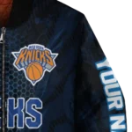 custom new york knicks hexagon mesh blue black bomber jacket best selling