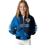 custom new york knicks hexagon mesh blue black bomber jacket best selling