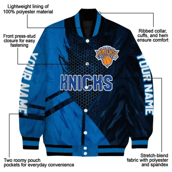 custom new york knicks hexagon mesh blue black varsity jacket new arrival.webp