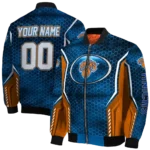 custom new york knicks power plate blue bomber jacket best selling