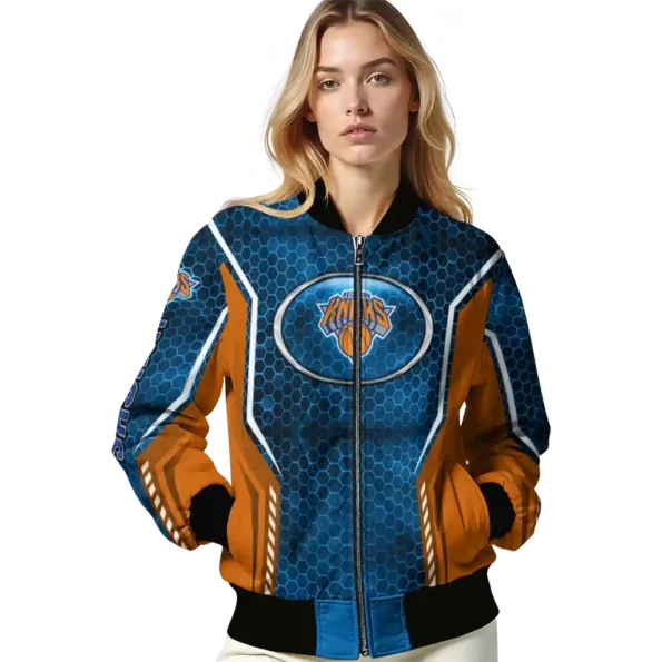custom new york knicks power plate blue bomber jacket latest model