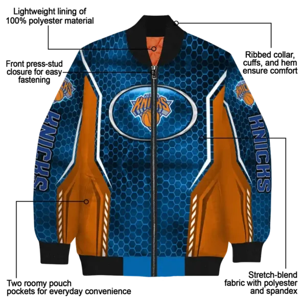 custom new york knicks power plate blue bomber jacket new arrival