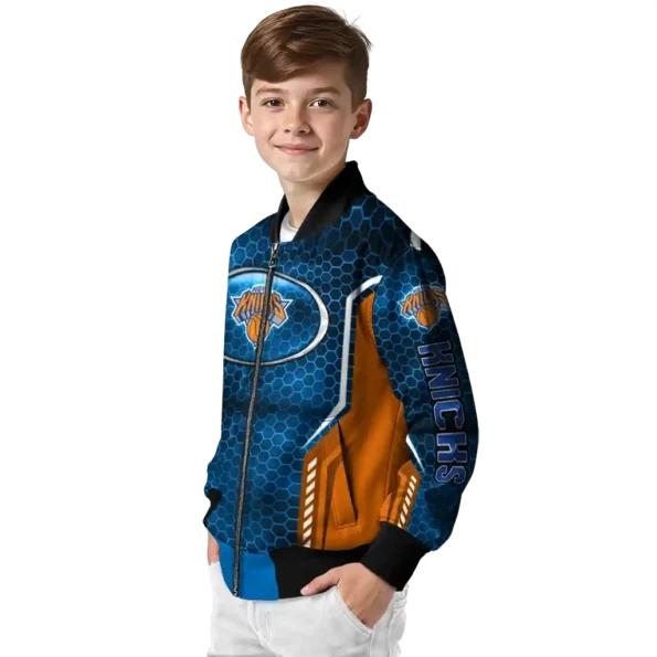 custom new york knicks power plate blue bomber jacket trendy