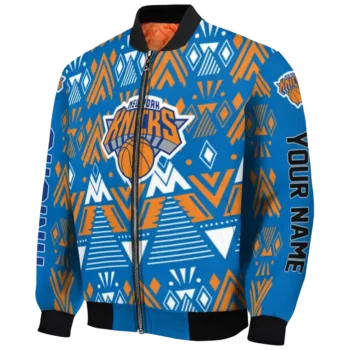 custom new york knicks pyramid shapes blue bomber jacket best selling