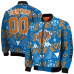 custom new york knicks pyramid shapes blue bomber jacket best selling