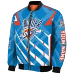custom oklahoma city thunder chevron angles blue bomber jacket best selling