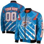 custom oklahoma city thunder chevron angles blue bomber jacket best selling