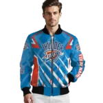 custom oklahoma city thunder chevron angles blue bomber jacket best selling
