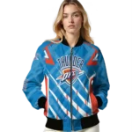 custom oklahoma city thunder chevron angles blue bomber jacket best selling