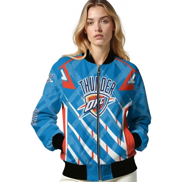 custom oklahoma city thunder chevron angles blue bomber jacket latest model