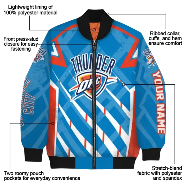 custom oklahoma city thunder chevron angles blue bomber jacket new arrival