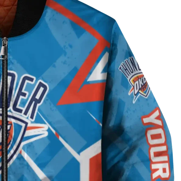 custom oklahoma city thunder chevron angles blue bomber jacket premium grade