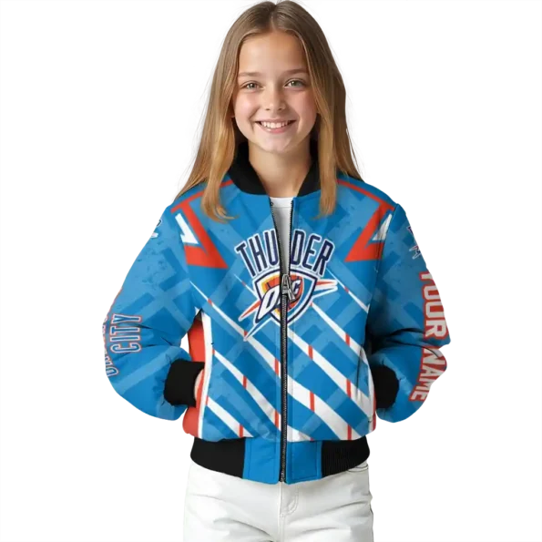 custom oklahoma city thunder chevron angles blue bomber jacket top rated