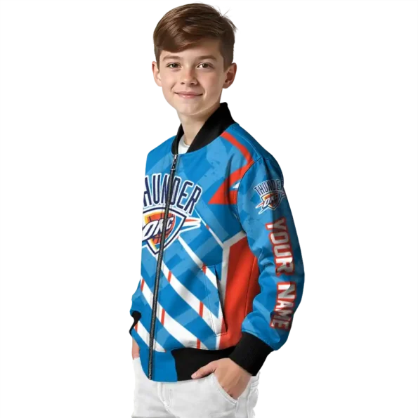 custom oklahoma city thunder chevron angles blue bomber jacket trendy