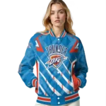 custom oklahoma city thunder chevron angles blue varsity jacket best selling.webp