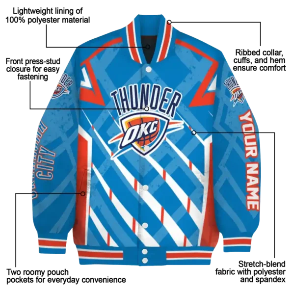custom oklahoma city thunder chevron angles blue varsity jacket new arrival.webp