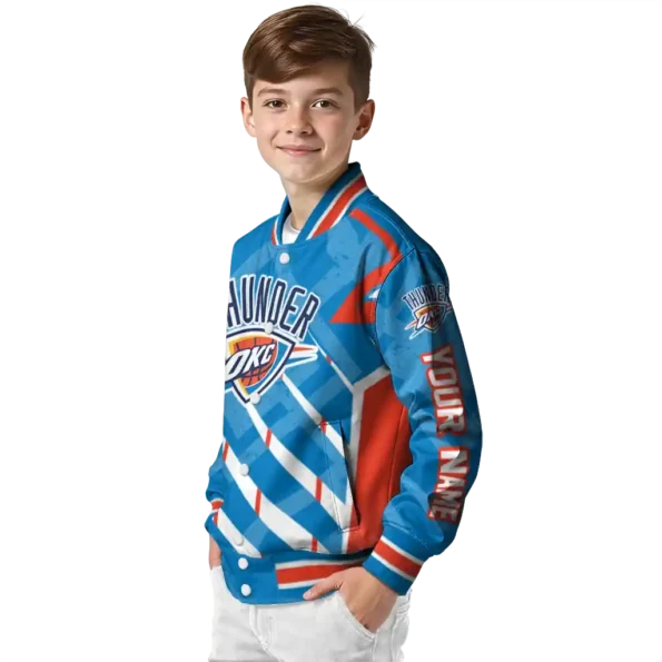 custom oklahoma city thunder chevron angles blue varsity jacket trendy.webp