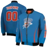 custom oklahoma city thunder chevron arrow blue bomber jacket best selling